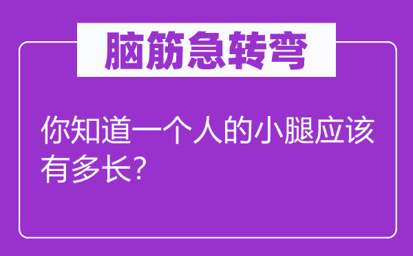 脑筋急转弯：你知道一个人的小腿应该有多长？