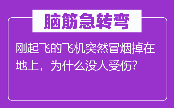 脑筋急转弯：刚起飞的飞机突然冒烟掉在地上，为什么没人受伤？