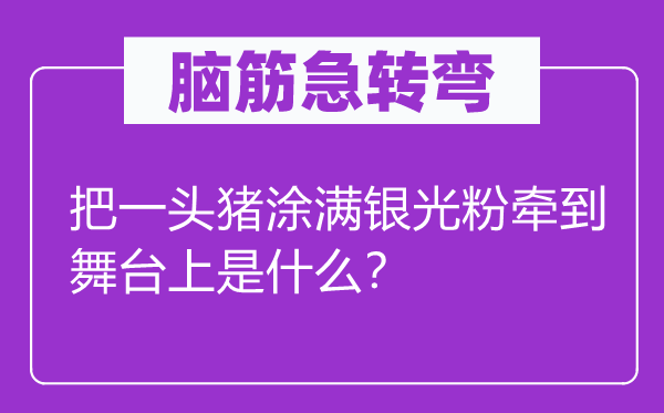 脑筋急转弯：把一头猪涂满银光粉牵到舞台上是什么？