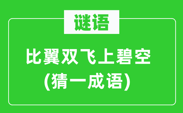 谜语：比翼双飞上碧空(猜一成语)