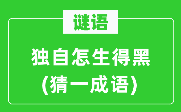 谜语：独自怎生得黑(猜一成语)