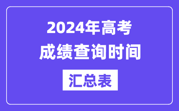 2024年全国各地高考成绩查询时间汇总表（完整版）