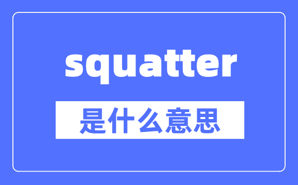 squatter是什么意思,squatter怎么读,中文翻译是什么