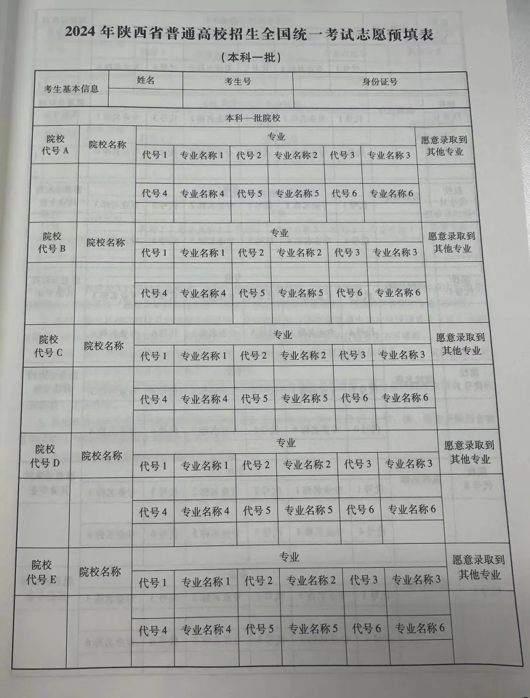 2024年陕西高考志愿填报指南（附志愿表填写样本）