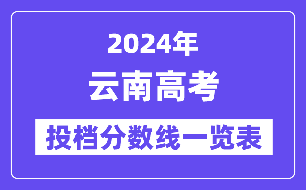 2024年云南高考投档分数线一览表（一本、二本、专科）