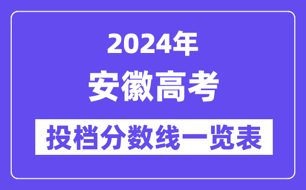 2024年安徽高考投档分数线一览表（本科、专科、物理、历史）