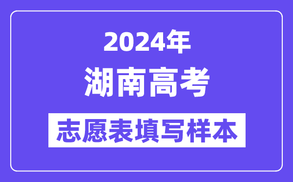 2024年湖南高考志愿表填写样本（附填报时间和入口）