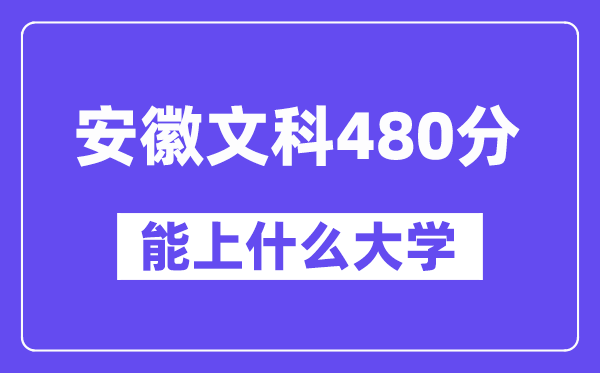 安徽文科480分左右能上什么大学？（历史类）