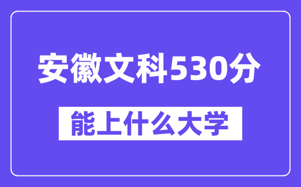 安徽文科530分左右能上什么大学？（历史类）