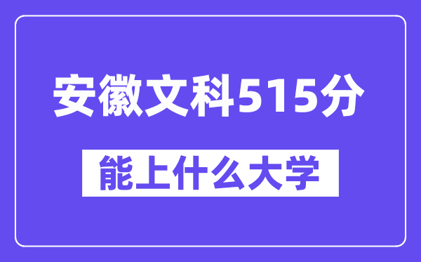 安徽文科515分左右能上什么大学？（历史类）