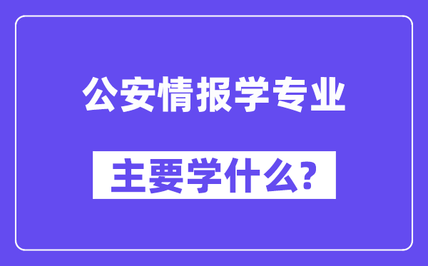 公安情报学专业主要学什么？附公安情报学专业课程目录