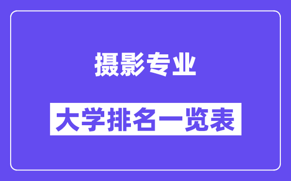 全国摄影专业大学排名一览表（最新排行榜）