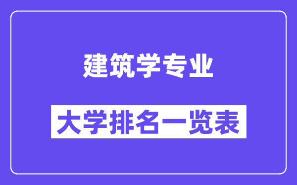 全国建筑学专业大学排名一览表（最新排行榜）