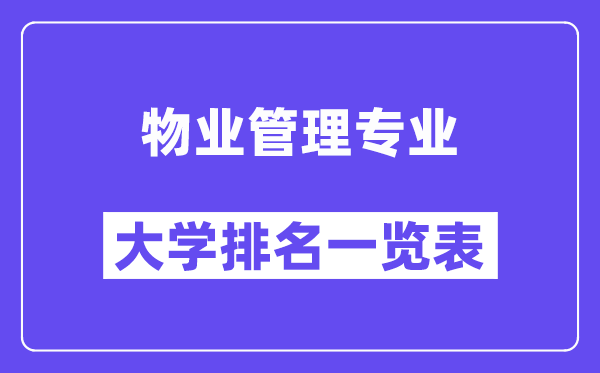 全国物业管理专业大学排名一览表（最新排行榜）