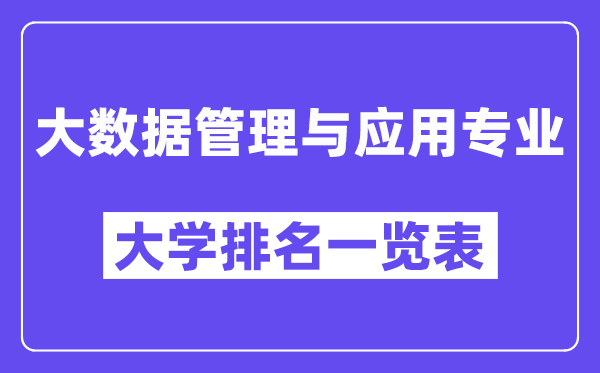 全国大数据管理与应用专业大学排名一览表（最新排行榜）