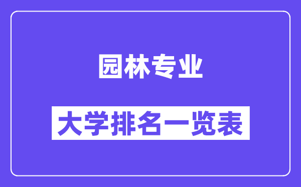 全国园林专业大学排名一览表（最新排行榜）