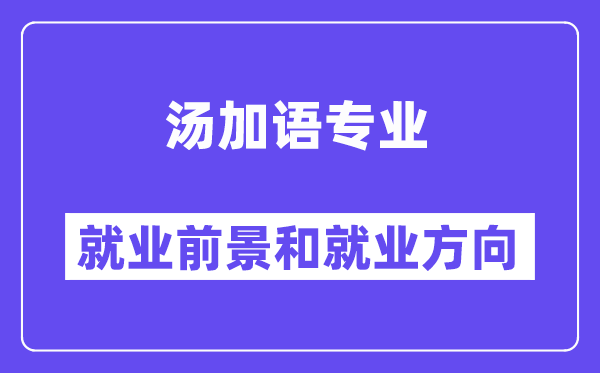 汤加语专业就业前景和就业方向怎么样？