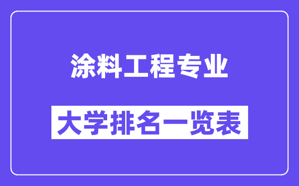 全国涂料工程专业大学排名一览表（最新排行榜）