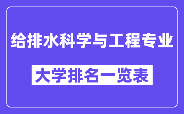 全国给排水科学与工程专业大学排名一览表（最新排行榜）