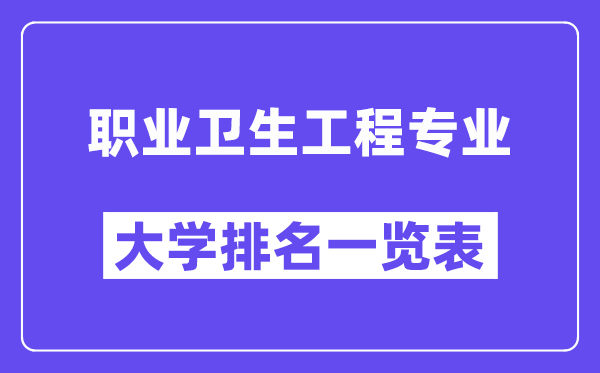 全国职业卫生工程专业大学排名一览表（最新排行榜）