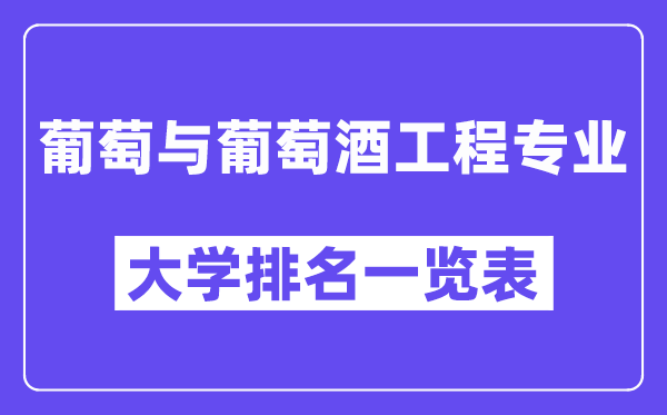 全国葡萄与葡萄酒工程专业大学排名一览表（最新排行榜）