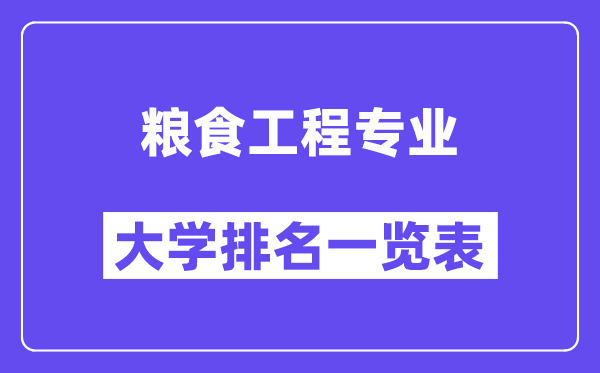 全国粮食工程专业大学排名一览表（最新排行榜）