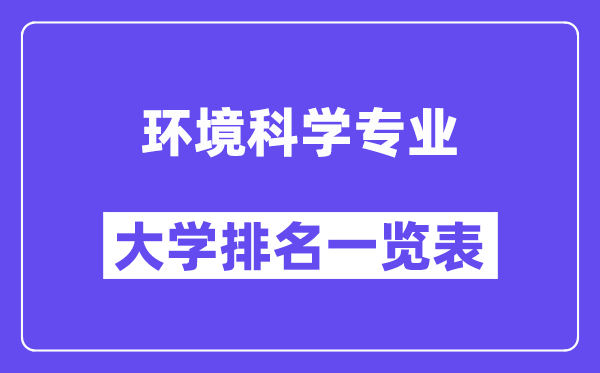 全国环境科学专业大学排名一览表（最新排行榜）