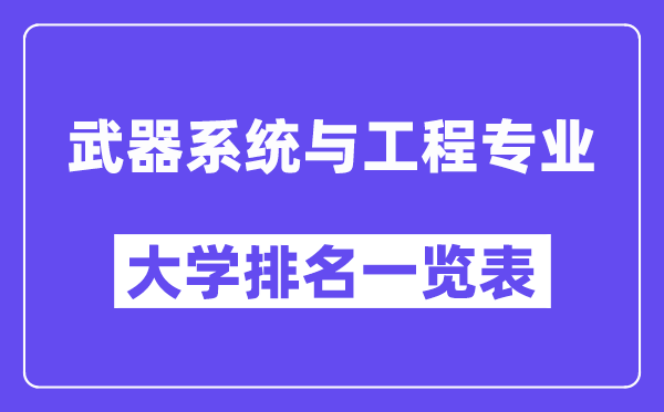 全国武器系统与工程专业大学排名一览表（最新排行榜）