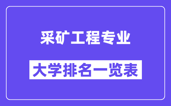 全国采矿工程专业大学排名一览表（最新排行榜）