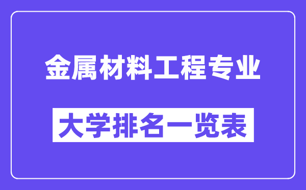 全国金属材料工程专业大学排名一览表（最新排行榜）