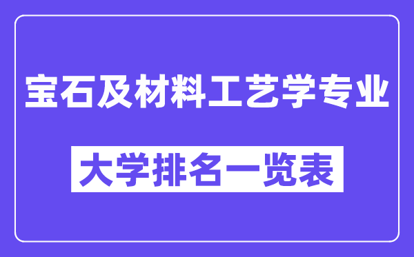 全国宝石及材料工艺学专业大学排名一览表（最新排行榜）