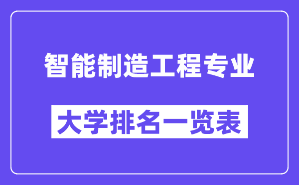 全国智能制造工程专业大学排名一览表（最新排行榜）