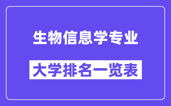 全国生物信息学专业大学排名一览表（最新排行榜）