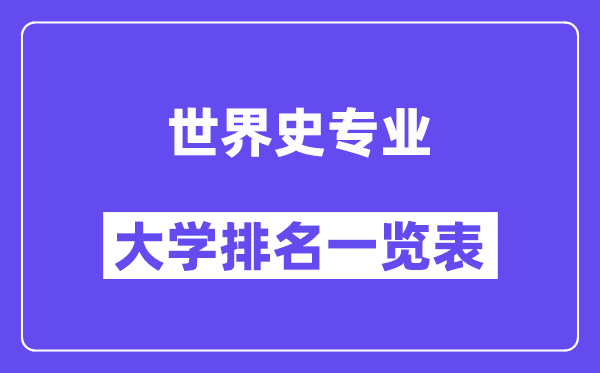 全国世界史专业大学排名一览表（最新排行榜）