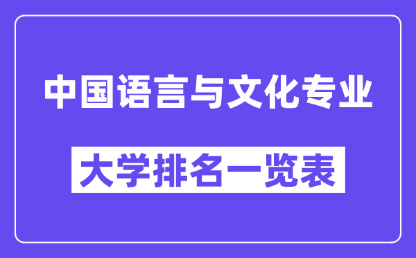 全国中国语言与文化专业大学排名一览表（最新排行榜）