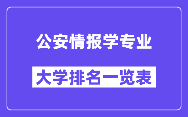 全国公安情报学专业大学排名一览表（最新排行榜）