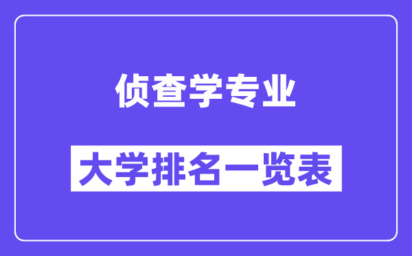 全国侦查学专业大学排名一览表（最新排行榜）