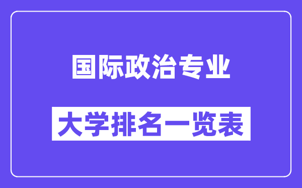 全国国际政治专业大学排名一览表（最新排行榜）