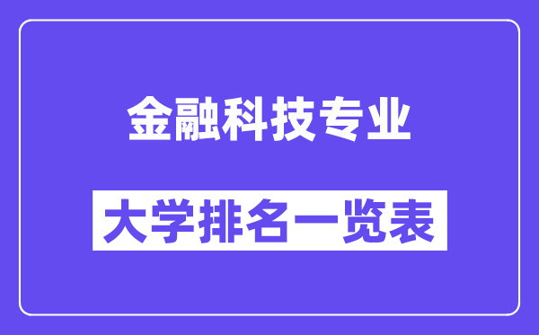 全国金融科技专业大学排名一览表（最新排行榜）