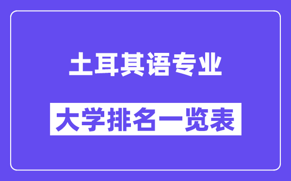 全国土耳其语专业大学排名一览表（最新排行榜）