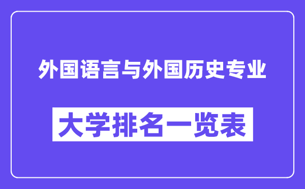 全国外国语言与外国历史专业大学排名一览表（最新排行榜）