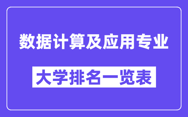 全国数据计算及应用专业大学排名一览表（最新排行榜）