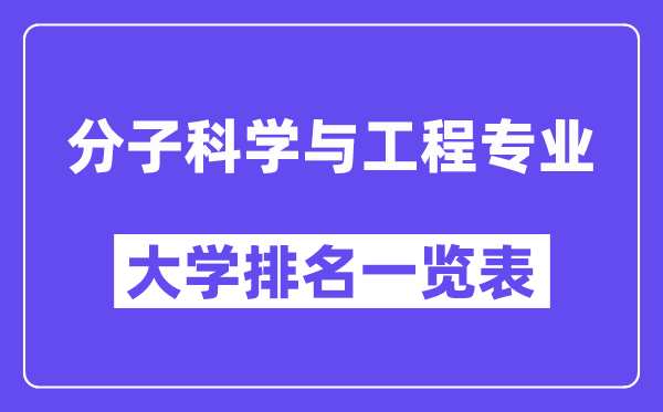 全国分子科学与工程专业大学排名一览表（最新排行榜）