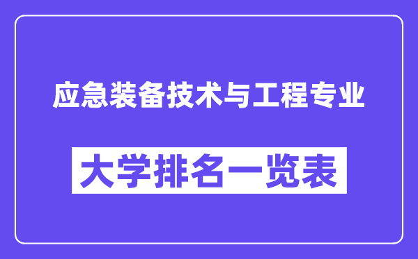 全国应急装备技术与工程专业大学排名一览表（最新排行榜）