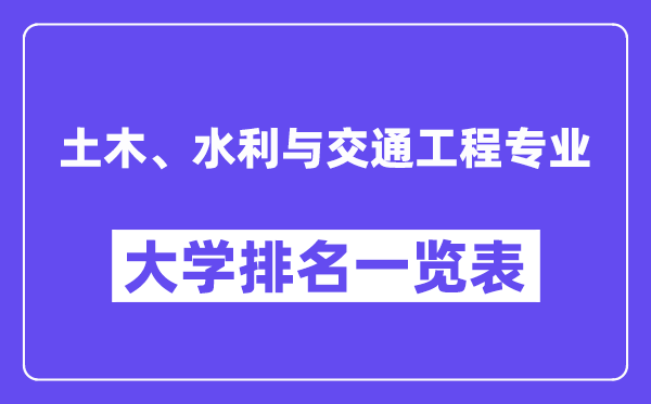 全国土木、水利与交通工程专业大学排名一览表（最新排行榜）