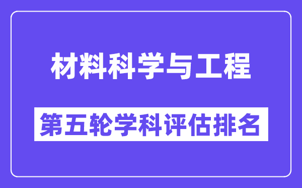 材料科学与工程学科评估结果排名(全国第五轮评估)