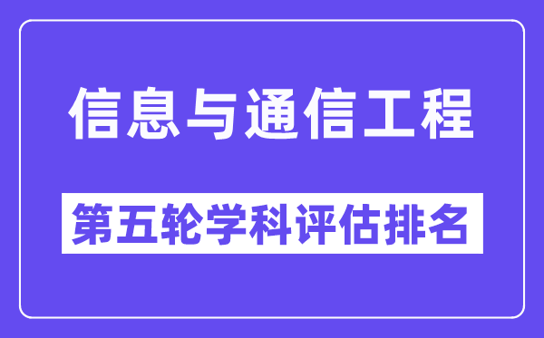 信息与通信工程学科评估结果排名(全国第五轮评估)