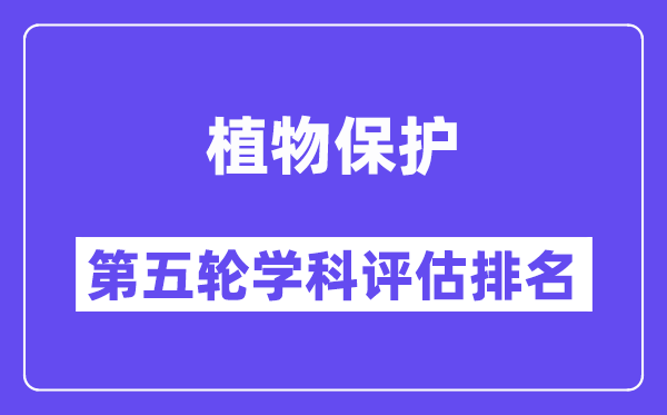 植物保护学科评估结果排名(全国第五轮评估)